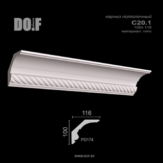 Карниз потолочный гипсовый C20.1 Карниз потолочный гипсовый C20.1