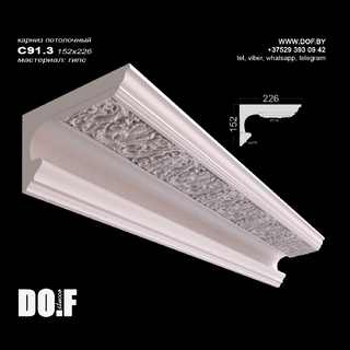 Карниз с рисунком потолочный гипсовый C91.3 Карниз с рисунком потолочный гипсовый C91.3