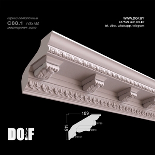 Карниз с рисунком потолочный гипсовый C88.1 Карниз с рисунком потолочный гипсовый C88.1